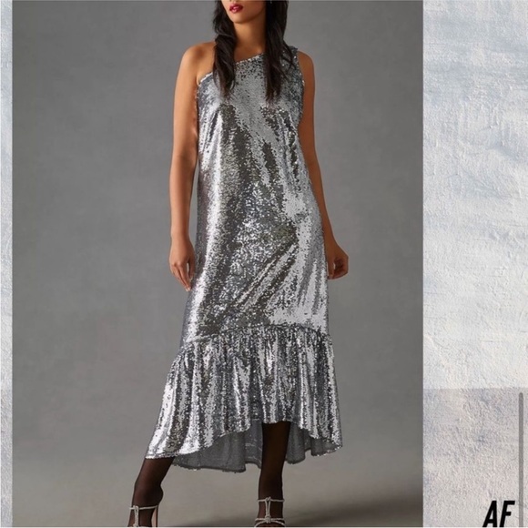 Anthropologie Dresses & Skirts - ANTHROPOLOGY /MAUVE sequin one shoulder party dress S Christmas new years
